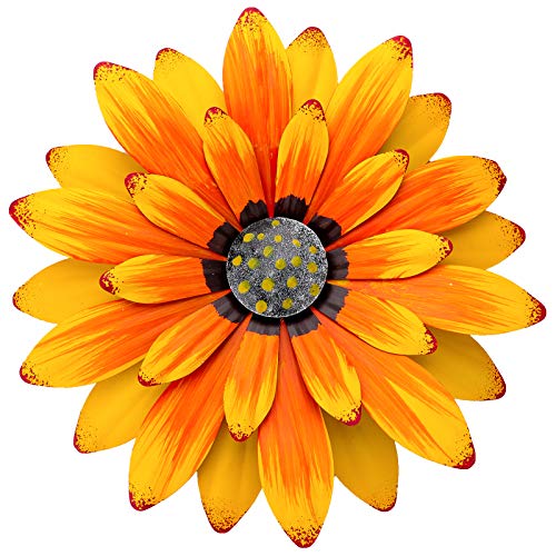 EASICUTI Sunflower Metal Flowers Wall Decor Metal Wall Art Decorations Hanging For Indoor Outdoor Home Bathroom Kitchen Dining Room Bedroom Porch Hallway Or Wall Sculptures 12 Inch - color: Yellow Daisy