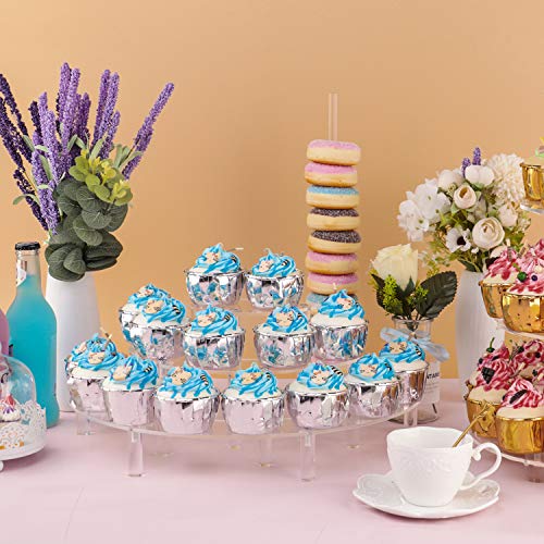 YestBuy Acrylic Risers Display Stand For Pop Figures, 3 Tier Cupcake Stand, Perfume Stand Organizer,2 Pack Half Moon Dessert Stand for Food, Acrylic Display Stand for Collections. - color: Clear, size: 2 pack