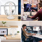 CamyCosy Headphone Holder for Desk, Gaming Headset & Earphone Stand - Clear Love Hearts Pattern Desk Accessory - color: hearts