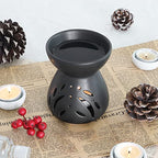 ComSaf Essential Oil Burner Wax Melt Burners Set of 2, Aromatherapy Aroma Burner Ceramic Oil Diffuser Candle Tealight Holder Home Bedroom Decor Christmas Housewarming Gift, Black - color: Black