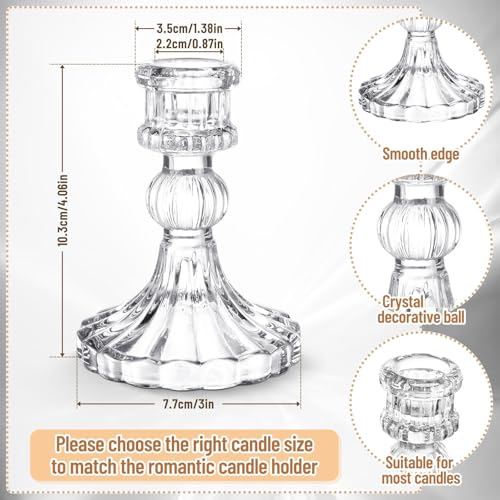 Maxcheck Set of 6 Candlestick Holders Taper Glass Candle Holder Decorative Candle Stand for Wedding Party Table Centerpiece Anniversary Festival Home Decor(Clear) - color: Clear