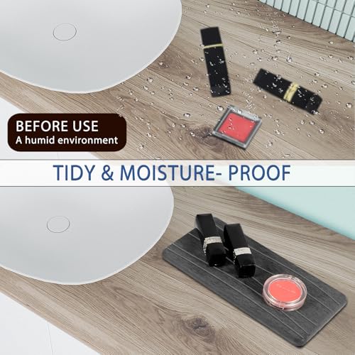 2PCS Water Absorbing Stone Tray, Fast Drying Stone Sink Tray, Water Absorbent Diatomite Trays, Stones Soap Trays, Diatomite Coasters for Kitchen Sink Bathroom Counter, Hand Soap Dish & Holders - color: 2pcs 21×10cm Dark Gray Wave