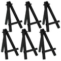 U.S. Art Supply 5" Mini Easel (6 Pack) - Black Wooden A-Frame Tabletop Display Stand, Mini Easel Stand - Small Easels for Display, Small Canvases, Crafts, Business Cards, Signs, Photos, Gifts