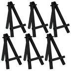 U.S. Art Supply 5" Mini Easel (6 Pack) - Black Wooden A-Frame Tabletop Display Stand, Mini Easel Stand - Small Easels for Display, Small Canvases, Crafts, Business Cards, Signs, Photos, Gifts