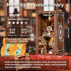 MiniCity DIY Book Nook Kit for Adults, 3D Wooden Puzzle Bookend Bookshelf Insert Decor with LED Light and Dust Cover (Beyond Library) - style: Beyond Library
