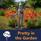 Bits and Pieces Tin Woodsman Tin Man Metal Garden Statue - Whimsical Metal Yard Art Sculptures Tinman Figure - Weather Resistant Sculptures for Porch Patio Yard - 30" Tall Lawn Statues