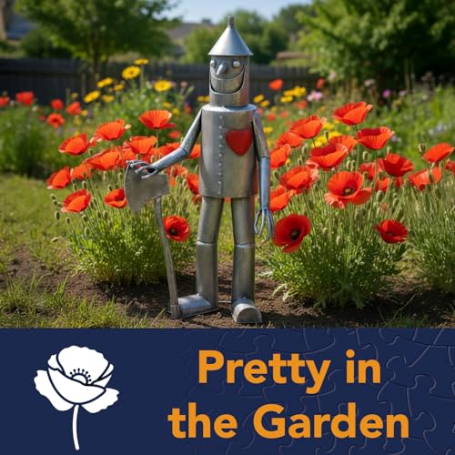 Bits and Pieces Tin Woodsman Tin Man Metal Garden Statue - Whimsical Metal Yard Art Sculptures Tinman Figure - Weather Resistant Sculptures for Porch Patio Yard - 30" Tall Lawn Statues