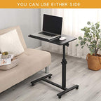 TigerDad Overbed Bedside Desk Mobile Rolling Laptop Stand Tilting Overbed Table with Wheels Height Adjustable Tray Table for Laptop Bed Sofa Side Table (Black) - color: Black