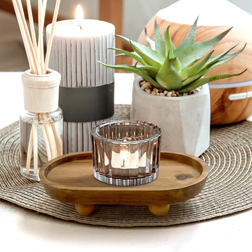 Vaveren Small Wooden Riser Wooden Pedestal for Display Tray Display Riser for Entry Table Farmhouse Kitchen Tabletop Centerpieces , Oval 11.8x19.8x4.3cm - color: Oval 11.8x19.8x4.3cm