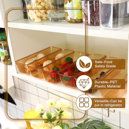 Maitys 12 Pcs Clear Drawer Organizer 9 x 3 x 2 Inches Plastic Rectangle Trays Makeup Vanity Storage Bins and Kitchen Drawers Dividers for Office Desk Silverware Kitchen Utensils(Champagne) - color: Champagne, size: 9 x 3 x 2 Inches
