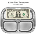 Korean Stainless Steel Divided Plates for Toddlers, Kids, Babies, Premium 304, Electro-Polished, No Black Residue, BPA-Free, 4-Compartment Food Tray, Camping, Balanced Meals, Set of 2 - size: 4 Compartments