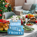 Yuntau 4 Pcs Winter Wooden Tabletop Decor Christmas Snowflake Tiered Tray Decor Rustic Wood Block Sign Gift Winter Centerpiece for Shelf Office Farmhouse Table Frozen Birthday Party Decoration - style: Snowflake