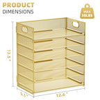 Marbrasse 2 Pack Desk Organizer with Handle, 6 Tier Paper Letter Tray, Mesh Desk File Organizer for Office, School and Home - Gold - color: Gold - 2p