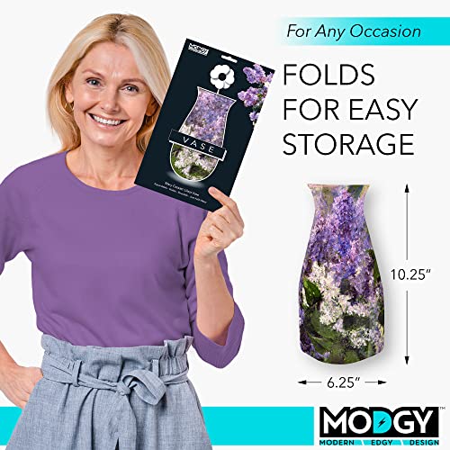 MODGY Collapsible and Expandable Flower Vase Plastic Decorative Modern Centerpieces Dining Table Decor Living Room Bathroom Wedding Office, Mary Cassatt Lilacs - style: Mary Cassatt Lilacs