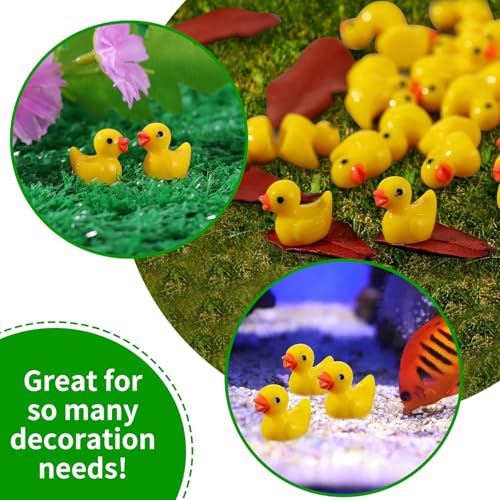 100Pcs Mini Ducks, Bulk Duckie Figurines for Miniature Dollhouse Decoration Accessories Garden Aquarium Potted Plants DIY Decorations Party - color: 100pcs Ducks