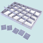 Mornajina 24 Grids Stackable Jewelry Tray Organizer with Removable Dividers, Velvet Jewelry Display Tray for Earrings Necklaces Bracelet Rings Display Showcase - Grey - color: Grey