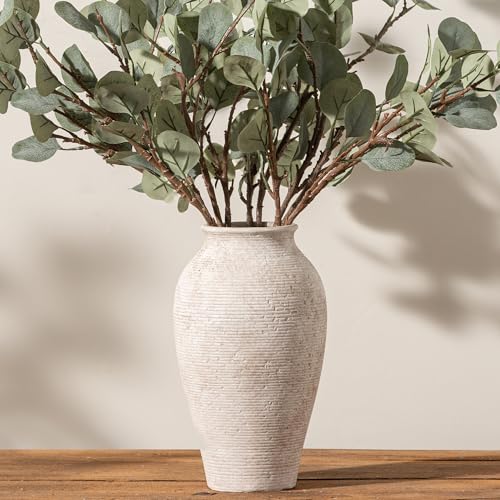 Vanselia Ceramic Flower Vase Home Decor - Large Tall Farmhouse Table Vases Rustic Vintage Living Room Kitchen Bedroom Decorations for House Book Shelf Office Coffee Desk Dining Fireplace (11" Retro) - color: Retro-11"