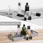 MAONAME Gray Bathroom Tray, Plastic Vanity Tray, Long Narrow Countertop Trays with Handles, Perfume Organizer Trays for Dresser, Bathroom Accessories, 13.8" x 6" x 1.57" - color: Gray
