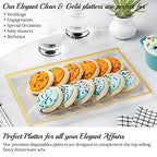 Mint Living-Elegant Plastic Serving Tray & Platter Set (3pk)-Clear & Gold Rim Disposable Serving Trays & Platters for Food - Weddings, Parties, Dessert Table, Cupcakes - 8x13 inches (Clear + Gold) - color: Clear + Gold (3 Pack)