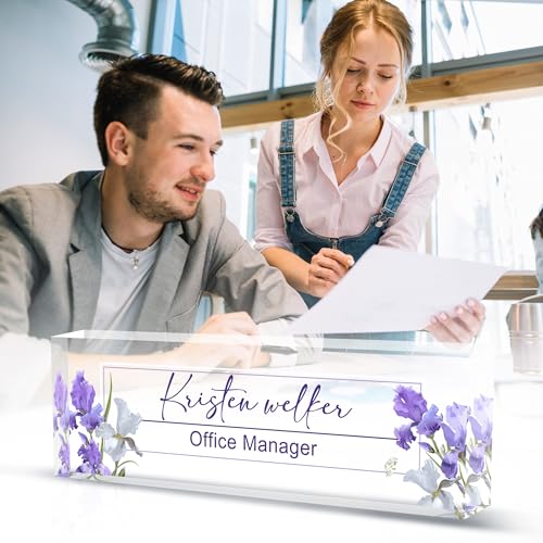 Name Plate for Desk Desk Name Plate Personalized, Office Desk Decor for Women & Men, Employee Appreciation Gifts The Office Gifts for Boss, Manager, Teacher, Nurse - color: Flower 6