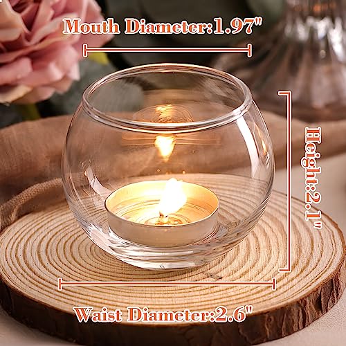 LAMORGIFT 12 Pcs Tealight Candle Holder- Round Clear Candle Centerpieces for Tables, Wedding Shower, Bridal Shower Table Decorations - color: Clear