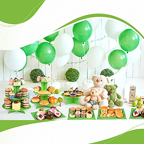 Zopeal 7 Pcs Dessert Table Display Set 3-Tier Cupcake Stand 1-Tier Cup Cake Display Tower Platters and Serving Trays Cardboard Cake Cookie Holders for Wedding Birthday Party Baby Shower(Green) - color: Green