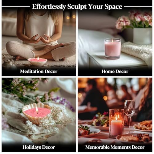 Sukh Pink Candle Sand Wax with Wicks and Wick Tabs- 450g DIY Pearled Candle Wax, Refillable Pearled Sand Candles with Wicks, for Valentine's Day, Wedding, Dating - color: Pink Red