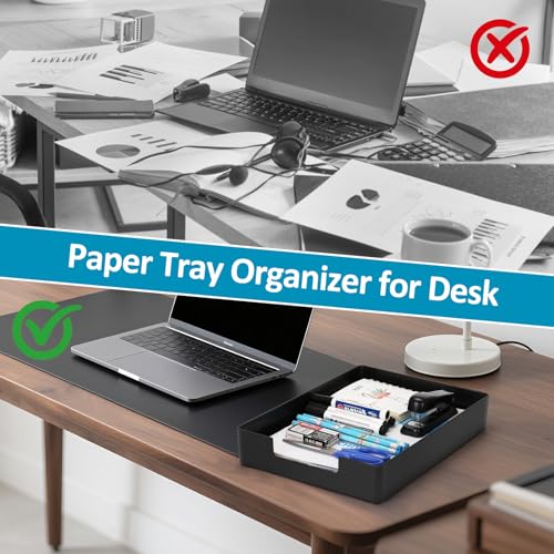 Letter Size A4 Papers Tray Desk Drawer Organizer Tray A4 Plastic Letter Paper Stationery Desk Accessories, Black Holder File Organization for Office, School, Home Storage (2 Pack) - color: Black-2 Pcs