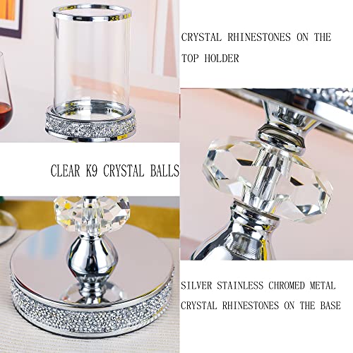 Candle Holder for Pillar Candle, Pillar Candle Holders for Wedding, Coffee Dining Table, Christmas, Table Centerpieces, Home Décor ZXC048D (1 Crystal Ball) - size: Silver ( S )