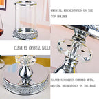 Candle Holder for Pillar Candle, Pillar Candle Holders for Wedding, Coffee Dining Table, Christmas, Table Centerpieces, Home Décor ZXC048D (1 Crystal Ball) - size: Silver ( S )