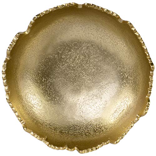 Red Co. 8.75” Gold Moon Decorative, Asymmetrical Torn, Hammered Metal Centerpiece Bowl with Sculpted Edges - color: Gold
