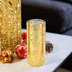 WGVI Hurricane Candle Holder Sleeve, W: 4", Ht: 10", Gold Speckled Glass Cylinder Open Both Ends, Chimney Tube Shade, 1 Piece - size: 4x10"H