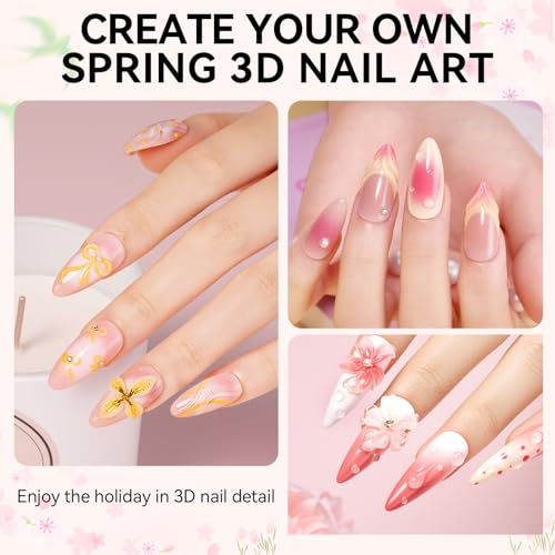 Makartt 3D Nail Sculpting Gel: Clear No Wipe Formula for Embossed Nail Art, Chrome Powder & Rhinestones, Thick UV LED Cured Glue for DIY and Salon, 15ml - color: A01-Clear