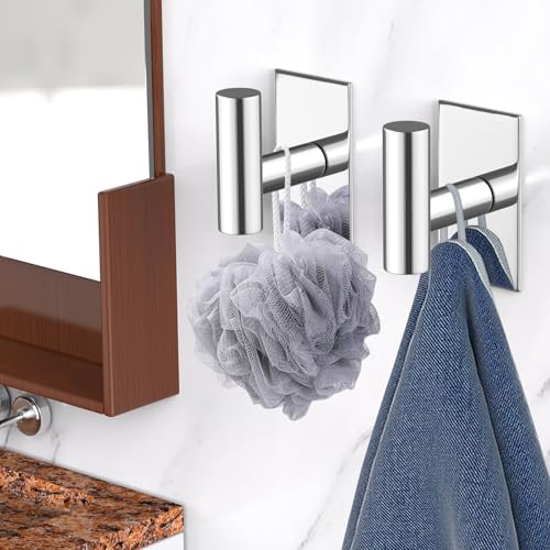 VAEHOLD Wall Towel Hooks, Heavy Duty Sticky Holder Waterproof Towel Hooks for Hanging Coat, Clothes, Closet Hook Wall Mount for Kitchen (Chrome, 6 Pack) - color: Chrome, size: 6 Pack