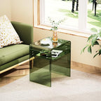 Clear Acrylic End Table 2-Tier Bedside Nightstand for Living Room Bedroom (1, Green Double) - color: Green Double