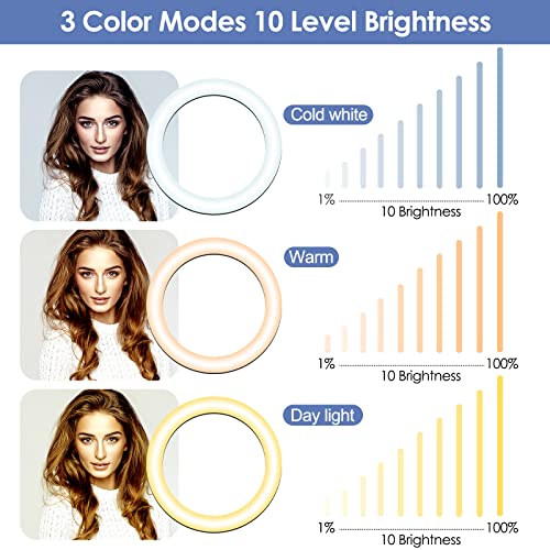UBeesize 8'' LED Ring Light with 62'' Tripod Stand, Selfie Ring Light for Video Recording, Live Streaming, TikTok & YouTube, Compatible with iPhone & Android (Black) - color: Black, size: 8-in