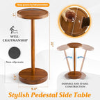 BLUEWEST Drink Table, 22" Tall Compact Side Table with Phone Slot and Weighted Base, Durable Pedestal Table Accent for Living Room, Bedroom, or Office, Cocktail and Martin (1, Acacia) - color: Acacia