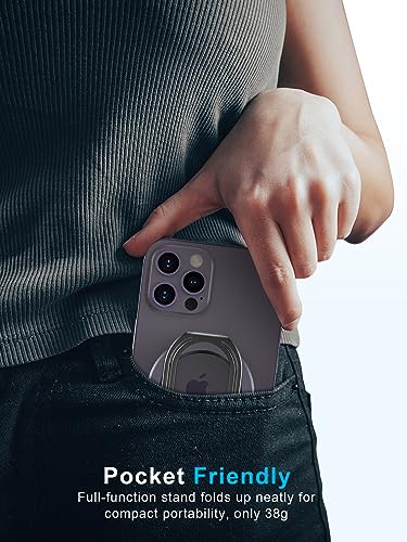 【2025 Upgraded】 Mag Safe Phone Ring Holder, SUPERONE Adjustable Magnetic Kickstand & Removable Phone Grip Compatible with Wireless Charging Only for iPhone 17 & 16 & 15 & 14 & 13 & 12 Series - Purple - color: Purple