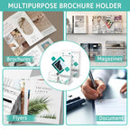 2 Pack Acrylic Brochure Holder 8.5 x 11 Inch with Business Card Holder, Clear Acrylic Brochure Holders Plastic Flyer Display Stand for Magazine, Pamphlet, Booklets, Menu, Journals, Literature