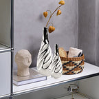 Yundu Ceramic Vase Set of 2, White with Silver, Modern Home Décor, Living Room, Dried Flowers, 14x6x6 inches - color: White With Silver