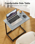 Pipishell C-Shaped Side Table, C Table for Sofa with Two-Piece Desktop & Metal Frame, Large Surface End Table for Living Room, Bedroom, Bedside, Rustic Design, Grey - color: Grey