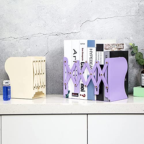 Aobopar Book Ends, Bookends for Shelves, Book Organizer for Desk, Metal Bookends for Heavy Books, Book Holders for Shelves, Suitable for Office, Home and School Use (Pink) - color: Pink