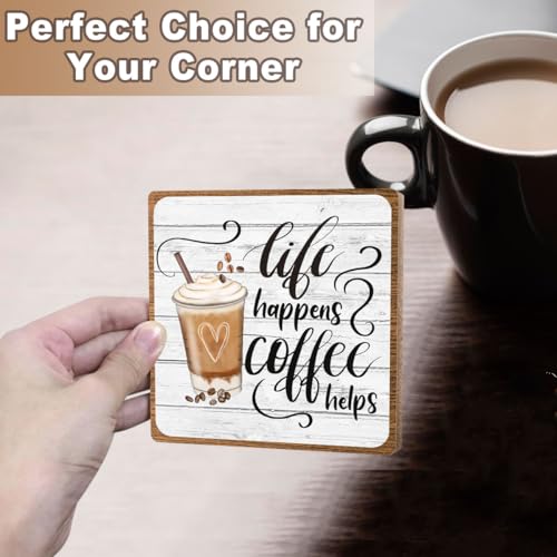 Coffee Lover Gifts for Women Men, Funny Coffee Bar Accessories, Table Decorations Supplies, Desk Shelf Cubicles for Bar Decoration Plaque Gifts - style: coffee sign 10