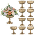 Sziqiqi Gold Urn Vase for Wedding: 7.9in Large Compote Vases Centrepieces with Crystal Beads for Table Decorations - Set of 10 Metal Urn Vases for Flower Arrangement Bowl Vase for Party Anniversary