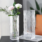 Modern Minimalist Glass Square Vase, Crystal Glass Vase, White - color: White