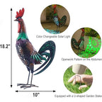 Solar Rooster Statue Light Outdoor, 18" Metal Yard Art Rooster Figurines(Retro Rooster). - style: Retro Rooster