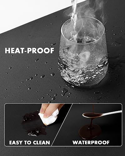 YSAGi Double-Sided Desk Pad, 31.5"x15.7"Leather Desk Mat, Eco Cork Desk Pad Protector,Large Mouse Pad,Waterproof Desk Blotter for Office/Home(Black) - color: Black+cork, size: 31.5"x15.7"