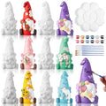 Arrowbash 6 Pcs Summer Ceramics to Paint Ready to Paint Your Own Gnome Statues 5.12 Inch Flowers Theme Paintable Figurines for Adults DIY Unpainted Ceramics Art Crafts with Brush Palette - style: Flowers