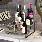 YINMIT Wooden Display Riser Stand, Tiered Perfume and Cologne Organizer Stand, 4 Tier Spice Rack Organizer, Rustic Display Shelf for Candles (4 Tier,Grey) - color: 4 Tier,Grey