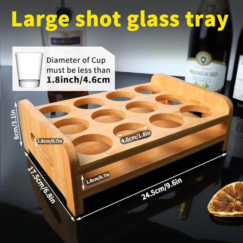 INFTYLE Shot Glasses Set Shot Glass Tray Holder with 12 Holes Serving Stand Organizer for Tequila Whiskey Brandy Vodka Rum Party Club Bar Home Spirit Tasting Gift (Only Tray, Cups Not Included) - style: 3x4 short